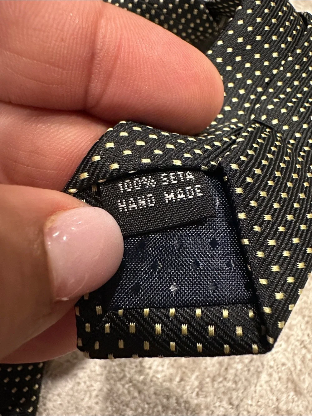 Men's Black Tie with White Microdot Pattern - Elegant Business Accessory